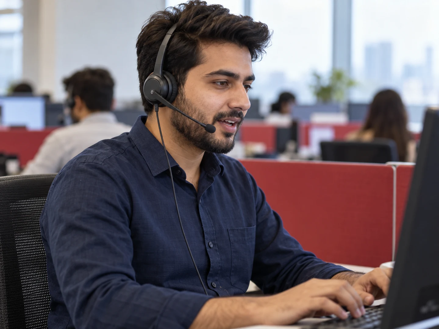 Illustration of a customer support agent handling a call